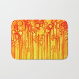 SUMMER SENTIMENTS - Bright Abstract Floral Garden Bold Summer Yellow Red Orange Flowers Painting Bath Mat | Whimsical, Watercolor, Lines, Flow, Colorful, Ebiemporium, Botanical, Painting, Garden, Pattern 