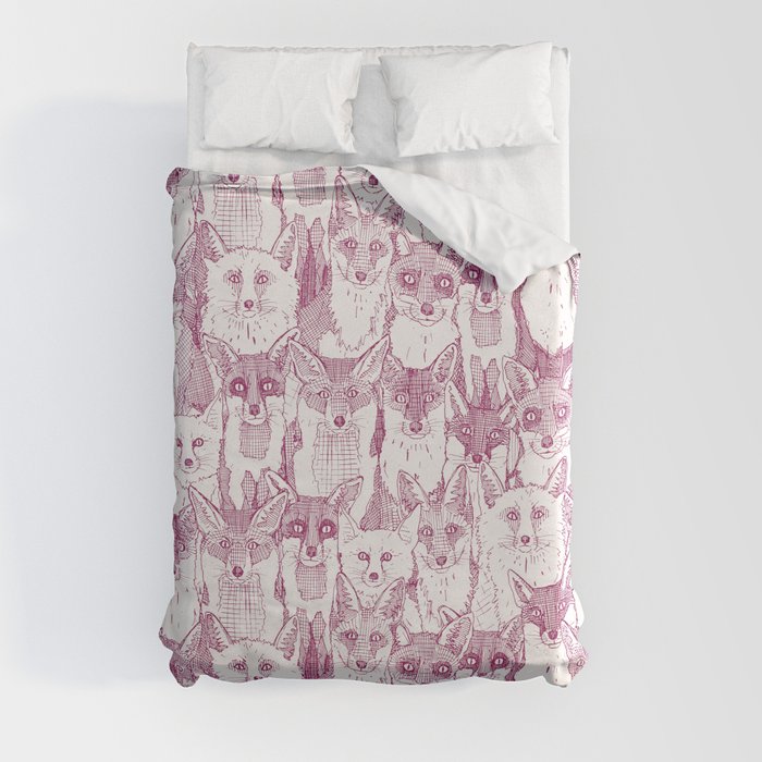 just foxes cherry soft white Duvet Cover