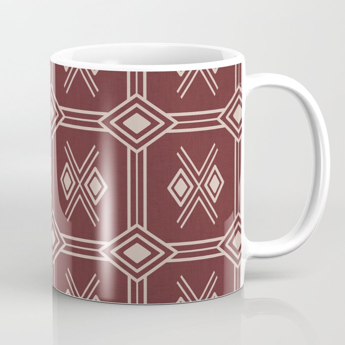 Zabzus - Rustic red tribal square with diamonds - ethnic tile pattern Coffee Mug