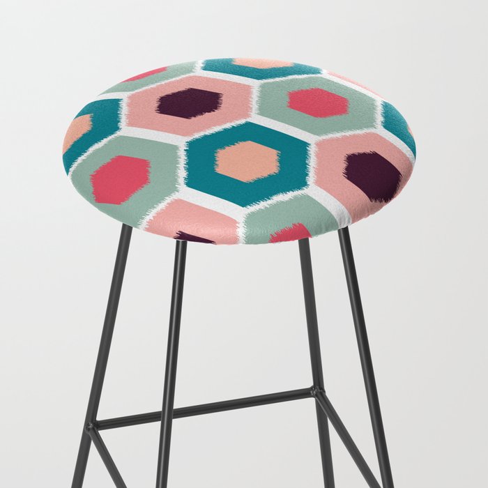 Ikat Honeycomb Pink Homedecor Bar Stool By Susycosta Society6 Ikat Honeycomb Pink Homedecor Bar Stool