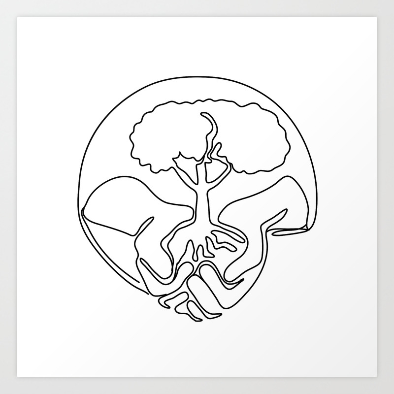 Tree On Palm Of Hand Continuous Line Art Print By Patrimonio Society6 Continuous one line drawing photographer. tree on palm of hand continuous line art print by patrimonio