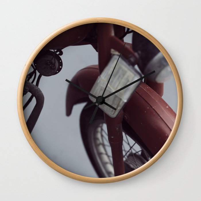 Fine art photography, old motorcycle, still life, vintage motorbike, Italy, mancave Wall Clock