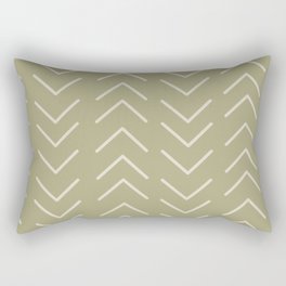 Mudcloth Olive Green Rectangular Pillow