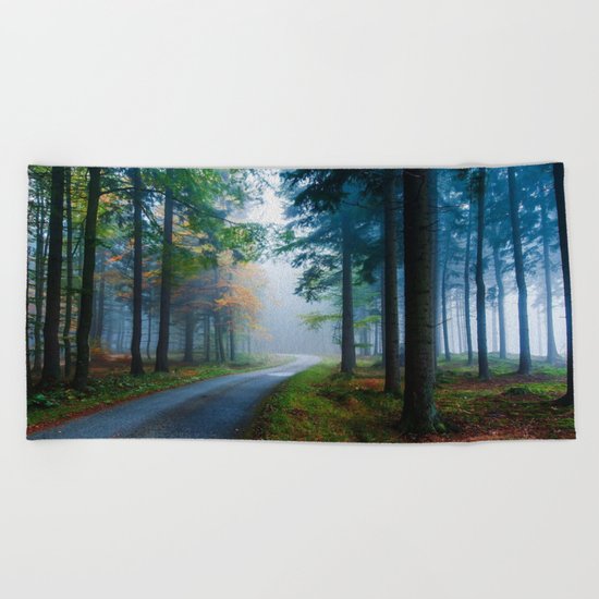 Misty woods Beach Towel