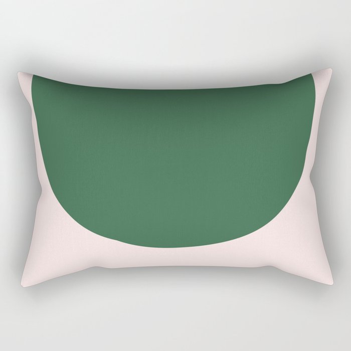 Margo Collection: Minimalist Modern Geometric Green on Pink Rectangular Pillow