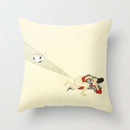 Samurai Farting On A Cat - Funny - Japanese - Samurai Throw Pillow