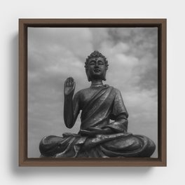 Buddha in the Clouds Black and White Photography Framed Canvas