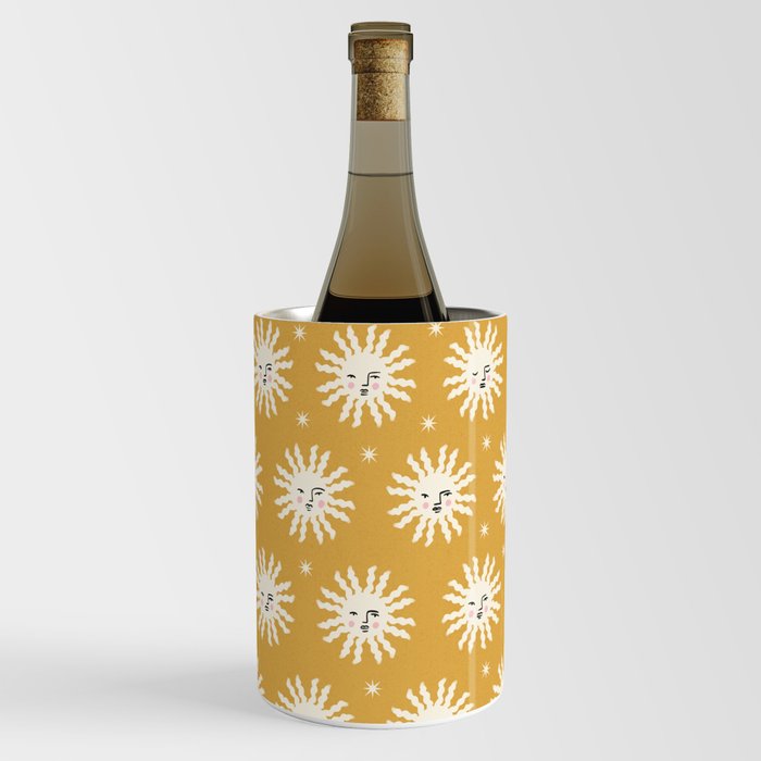 Golden Sunshine With Faces Pattern Wine Chiller