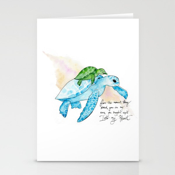 Snuggled into my heart Sea Turtle Stationery Cards
