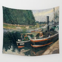 Camille Pissarro - Barges at Pontoise (1876) Wall Tapestry