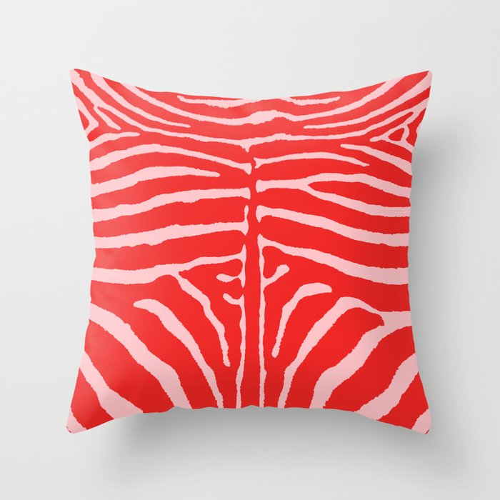 Zebra Red and Pink 242 Throw Pillow