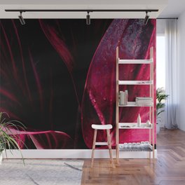 Exotic Anthurium Leaves In Red Wall Mural