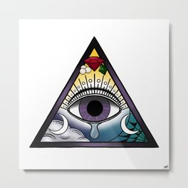 Third Eye Metal Print | Thirdeye, Allseeingeye, Pearls, Drawing, Tears, Vibrant, Gems, Tattoo, Digital, Triangle 