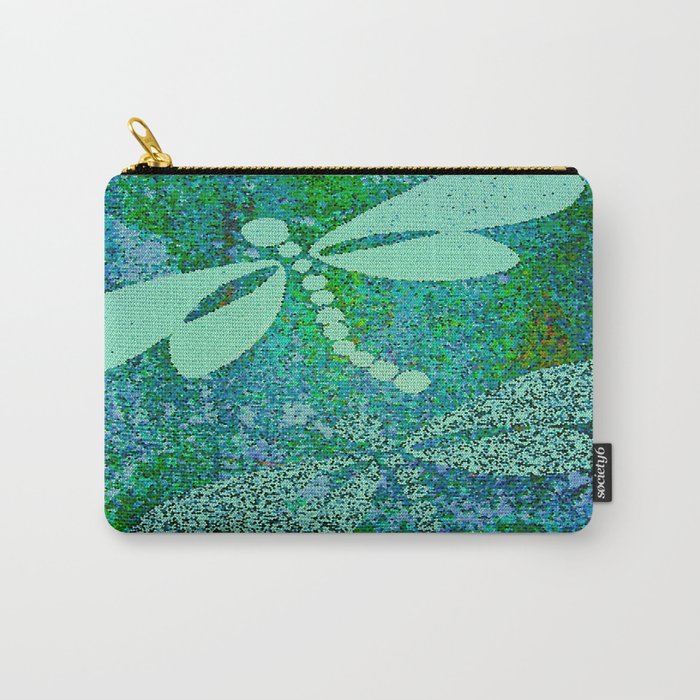 Dragonfly Green and Blue Carry-All Pouch