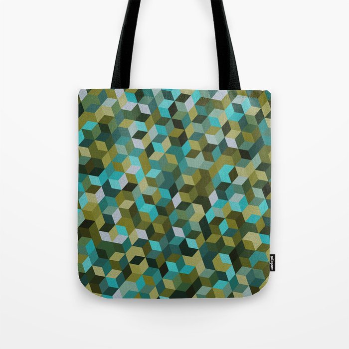 Blue, Green, Beidge Colorful Hexagon Design  Tote Bag