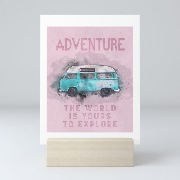 Camper Van Adventure Explore The World Mini Art Print