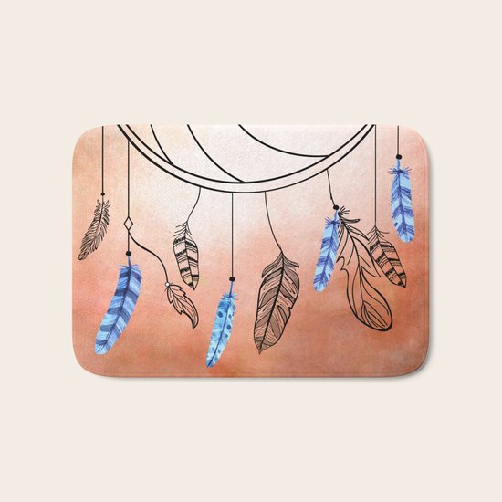 Blue Feathers Bath Mat