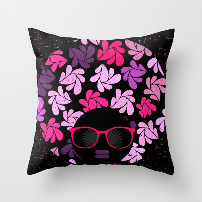 Afro Diva Pink Purple Throw Pillow