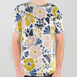 Flower meadow with bees All Over Graphic Tee