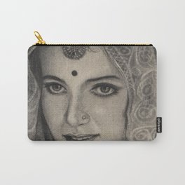 Rajastani Bride Carry-All Pouch | Blackandwhite, Bride, Fineartprint, Digitalprints, Prints, Artprint, Sketch, Artdeco, Wallart, Charcoalpainting 