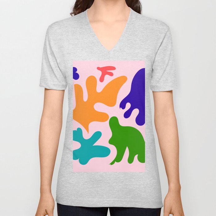 11  Henri Matisse Inspired 220527 Abstract Shapes Organic Valourine Original V Neck T Shirt
