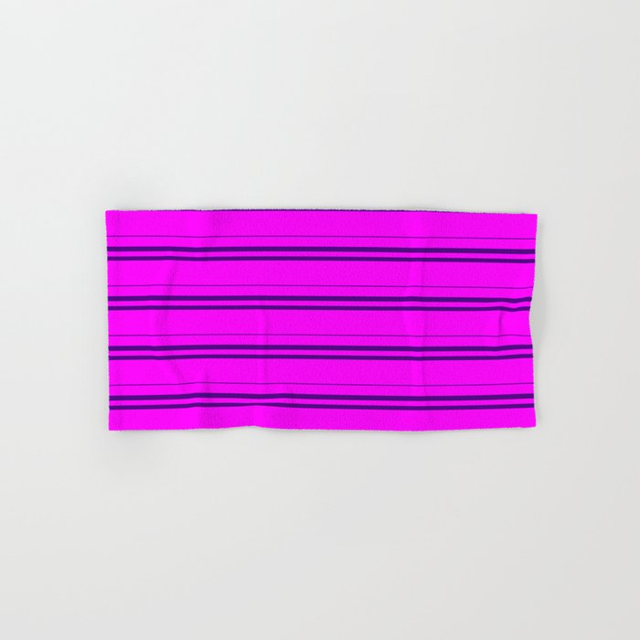 Fuchsia and Indigo Colored Lined/Striped Pattern Hand & Bath Towel