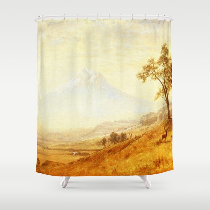 Mount Hood 1863 By Albert Bierstadt | Reproduction Painting Shower Curtain