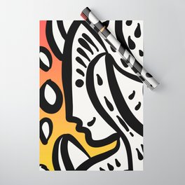 Hero in the Sunset Graffiti Character Black and White Wrapping Paper