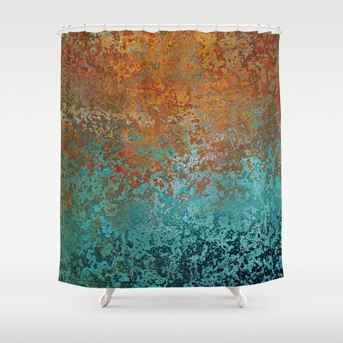 Vintage Copper and Teal Rust Shower Curtain