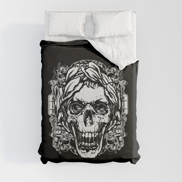 Skull Tattoo Illustration Duvet Cover