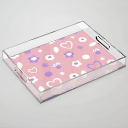 Patter flowers cute pink Acrylic Tray