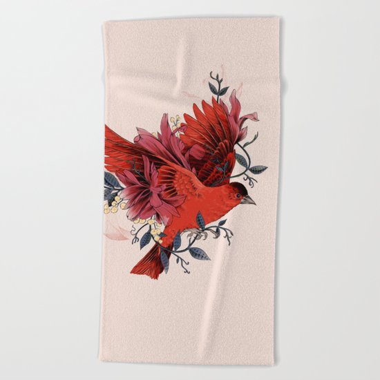 Blooming Bird Beach Towel