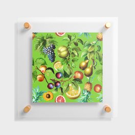 Fruit Pattern On Green Background Floating Acrylic Print