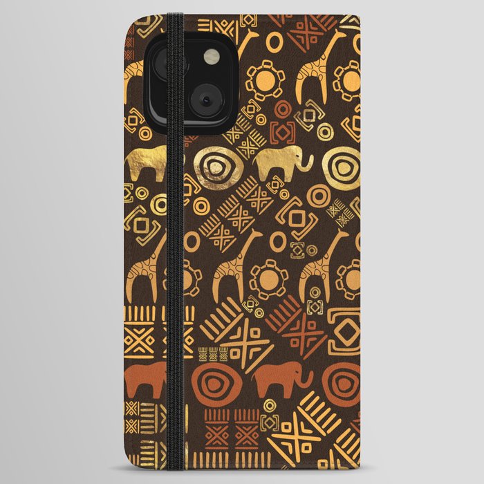 Ethnic African Pattern- browns and golds #7 iPhone Wallet Case