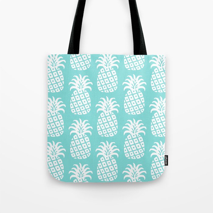 Retro Mid Century Modern Pineapple Pattern 732 Turquoise Tote Bag