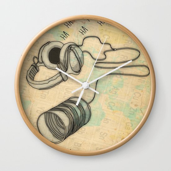 canned laughter _ head phones Wall Clock