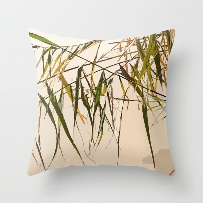 Green leaves, Branches, green, wallart, summer, nature, digital, art, minimal, tropical, travel, plant, floral, spring, shapes Throw Pillow