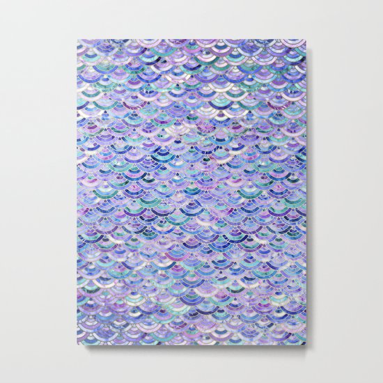 Marble Mosaic in Amethyst and Lapis Lazuli Metal Print