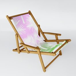 70’s Tie Dye Ombre Palm Trees Pink and Green Sling Chair