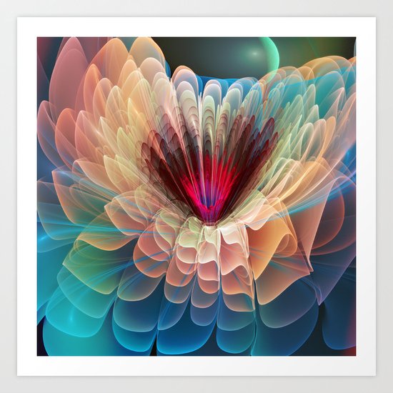 Moon Flower, artistic fractal art Art Print