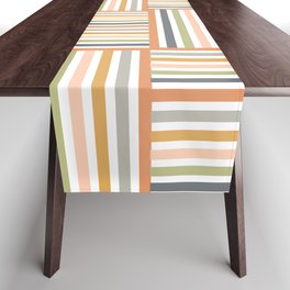 Delicate pastel stripes and squares Table Runner