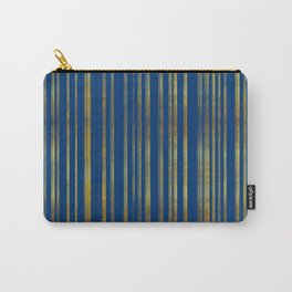 Golden and Classic Blue Stripes Pattern Carry-All Pouch