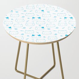 Turquoise Doodle Kitten Faces Pattern Side Table