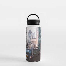 Great Britain Photography - Black Car Driving Through Downtown London Water Bottle