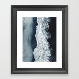 Aerial Ocean Waves - Beach - Dark Blue Ocean - Minimalist Landscape - Sea Travel photography Framed Art Print