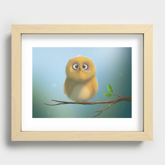 Little owl is looking at you :D Recessed Framed Print
