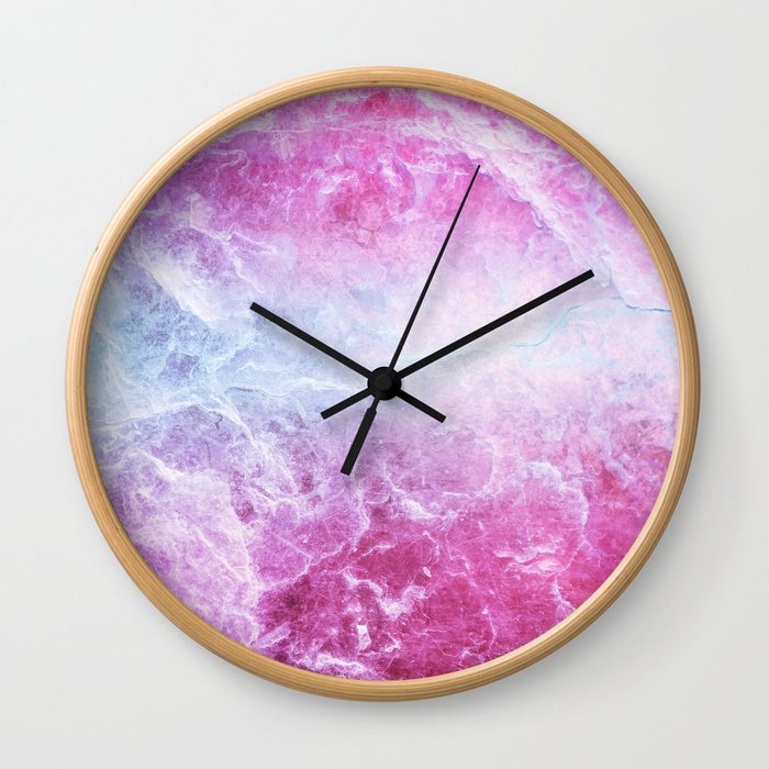 Enigmatic Pink Purple Blue Marble #1 #decor #art #society6 Wall Clock