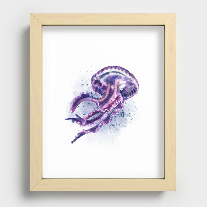 Watercolor Jellyfish Recessed Framed Print