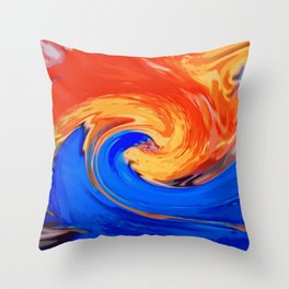 Lava Water Wave - fire meets water abstract art Throw Pillow