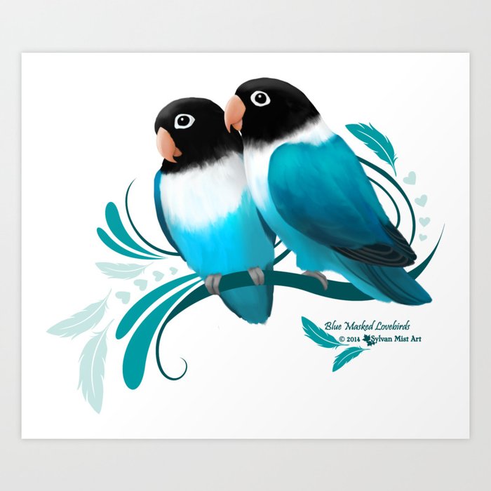 Blue Masked Lovebirds Art Print By Sylvanmistart Society6 Illustration of lovebirds playing in a garden. blue masked lovebirds art print by sylvanmistart